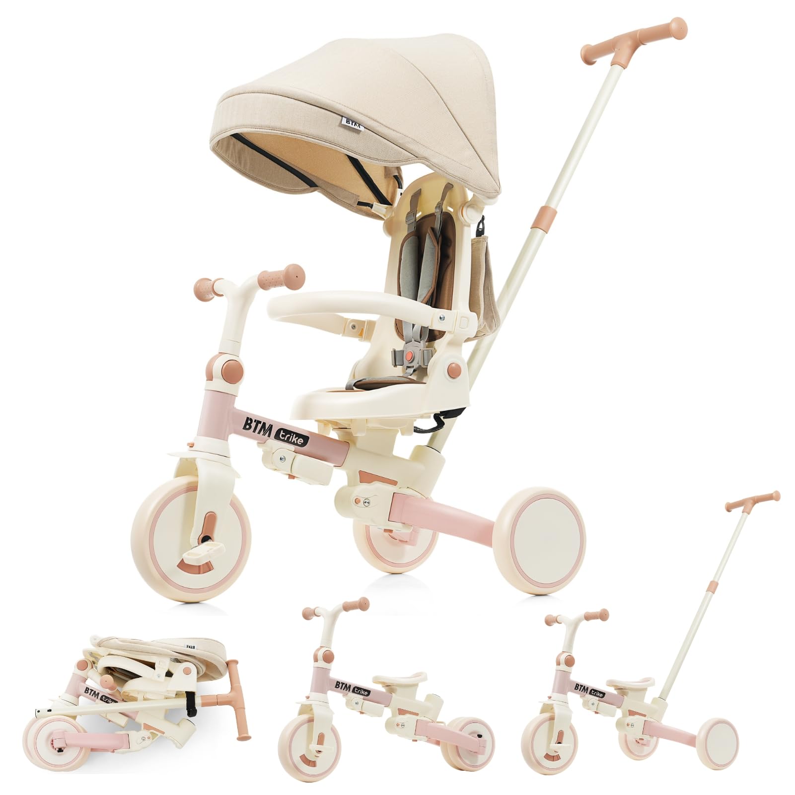 Amazon.co.jp: SOFTSEA 三輪車 子供用 手押し棒付き 折りたたみ